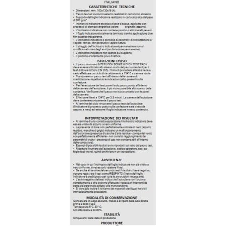 Prueba de esterilización de bowie y dick - 20 pruebas