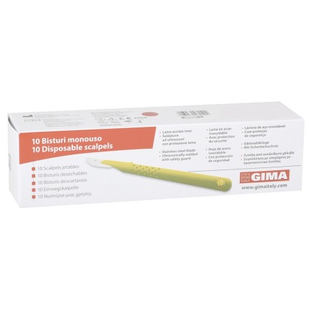 Bisturí gima desechable n.º 10 - paquete estéril. 10 piezas.