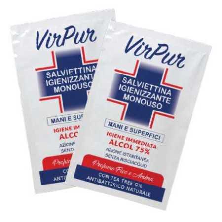 Toallitas desinfectantes desechables Virpur - dispencer 60 piezas con alcohol al 75%