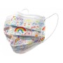 Masque chirurgical filtrant gisafe 98% 3 plis type iir avec bandes élastiques - adultes - dessin animé - flowpack - pack de 10 p