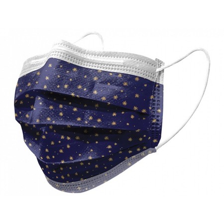 Gisafe 98% 3-ply filtering surgical mask type iir with elastic bands - adults - stars - flowpack - pack 10 pcs.