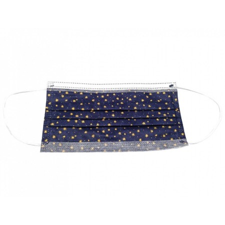 Gisafe mascarilla quirúrgica filtrante 98% 3 capas tipo iir con bandas elásticas - adultos - estrellas - flowpack - paquete de 1