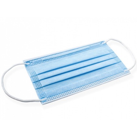 Masque chirurgical filtrant gisafe 98% 3 plis type iir avec élastiques - adultes - bleu clair - flowpack - pack 10 pièces.