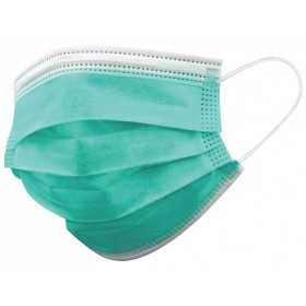 Filtrační chirurgická maska Gisafe 98% 3vrstvá typ iir s elastickými pásy - dospělí - světle zelená - krabice - balení 50 ks.