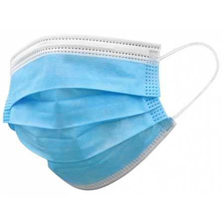 Masque chirurgical filtrant Gisafe 98% 3 plis type iir avec élastiques - adultes - bleu clair - boîte - pack 50 pièces.