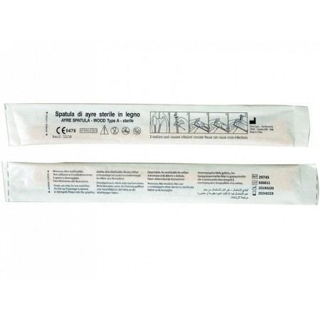 Ayre wooden spatula - type a - sterile - pack of 100.