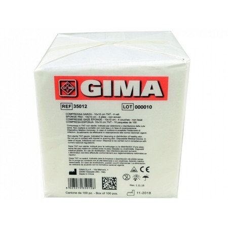 Komprimerad gasbinda 10x10 cm icke-vävd tyg – 10 paket à 100 – paket 1000 st.