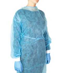 Jednorázové šaty v modré netkané textilii - 10 ks.