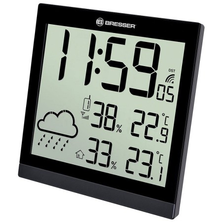 Orologio da parete meteorologico bresser temeotrend jc lcd, nero