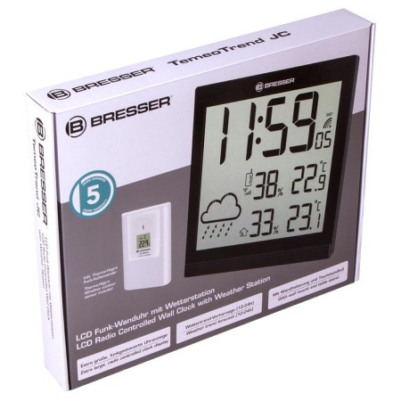 Bresser temeotrend jc reloj de pared lcd, negro