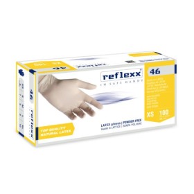 Reflexx 46 Guantes Desechables de Látex Sin Polvo - 100 uds., Talla XL - 9/9,5