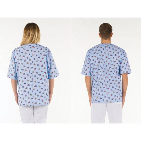 Tunique en coton - fantaisie bleu clair - xl