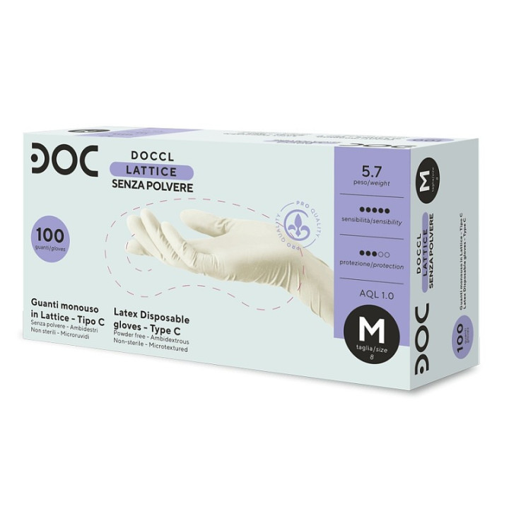 Klorinerede pudderfri latexhandsker DOC PUDDERFRI KLORINEREDE - 100 stk.