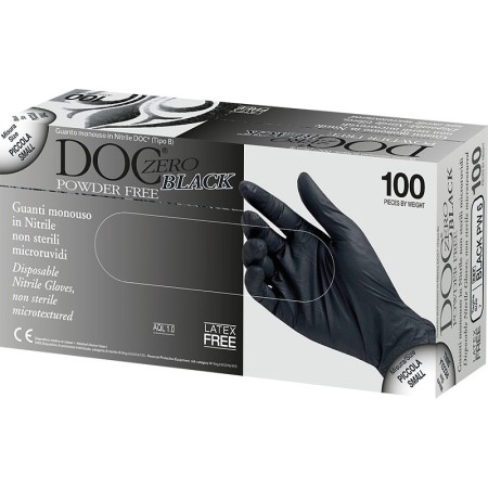 Guanti monouso in nitrile nero doc black powder free - 100 pz.