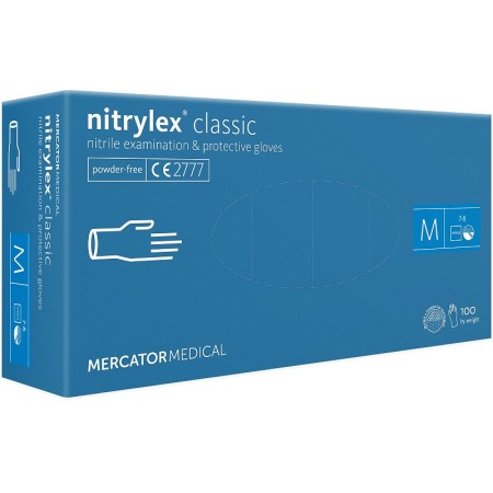 Guanti monouso in nitrile senza polvere nitrylex classic blue - 100 pz.