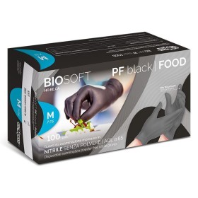 Guanti in nitrile nero senza polvere biosoft pf black food - 100 pz