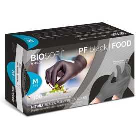 Guanti monouso in nitrile nero senza polvere BIOSOFT PF black FOOD - 100 pz