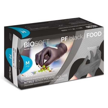 Disposable Nitrile Gloves Black Powder Free BIOSOFT PF black FOOD - 100 pcs