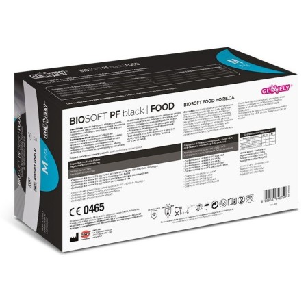 Jednorázové černé nitrilové rukavice bez pudru biosoft pf černé food - 100 ks