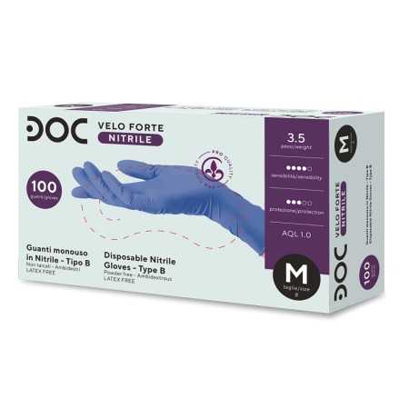 Disposable Gloves in Blue Nitrile Powder Free DOC ZEROVELOFORTE - 100 pcs.