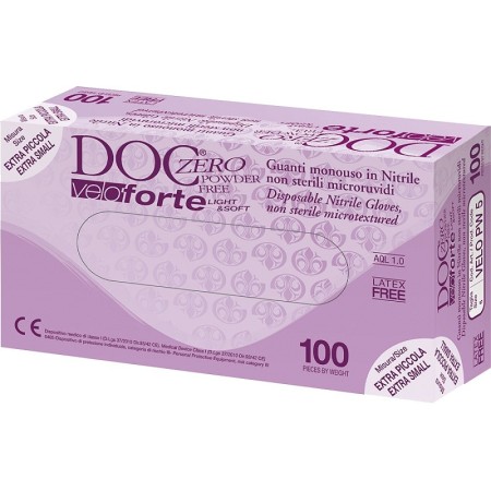 Disposable gloves in blue nitrile powder free doc zeroveloforte - 100 pcs.