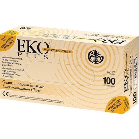 Guanti monouso lattice senza polvere doc eko plus powder free - 100 pz.