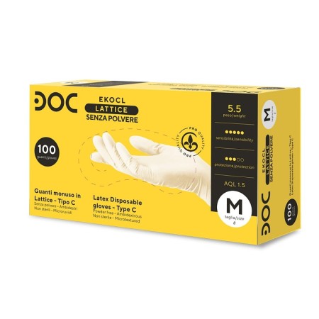 Guantes desechables de látex sin polvo doc eko plus powder free - 100 uds.