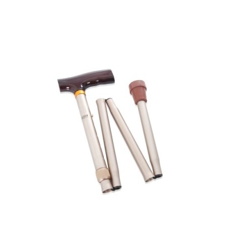 Anodized aluminum stick with non-slip tips - bronze color - foldable and height adjustable
