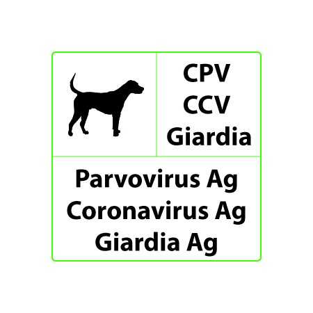 Szybki test weterynaryjny CPV+CCV+Giardia na parwowirus, koronawirus, giardia - 10 testów