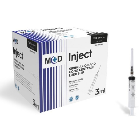 Siringa inject con ago montato e cono luer slip centrale