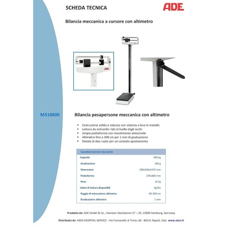 Professional mechanical column slider bathroom scale with integrated telescopic altimeter