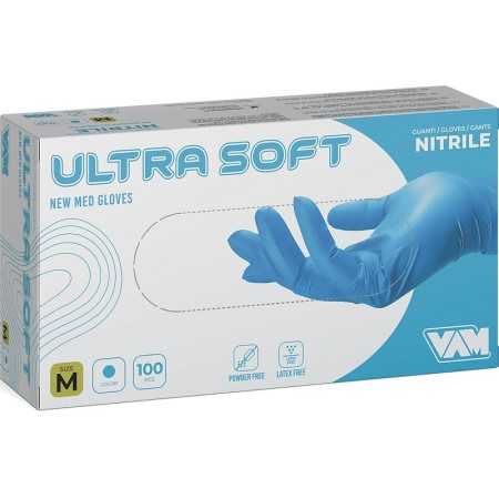 Púdermentes nitril eldobható kesztyű kék VAM Ultra Soft - 100 db.