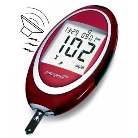 AUTOSENSE VOICE Gúlcómetro parlante para invidentes, para la monitorización de la glucosa en sangre