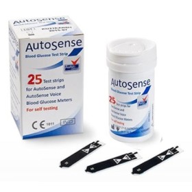 Test Strips for AUTOSENSE VOICE Talking Blood Glucose Meter - 25 strips