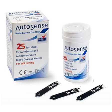 Tiras reactivas para medidor de glucosa en sangre parlante AUTOSENSE VOICE - 25 tiras