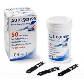 Tiras reactivas para medidor de glucosa en sangre parlante AUTOSENSE VOICE - 50 tiras