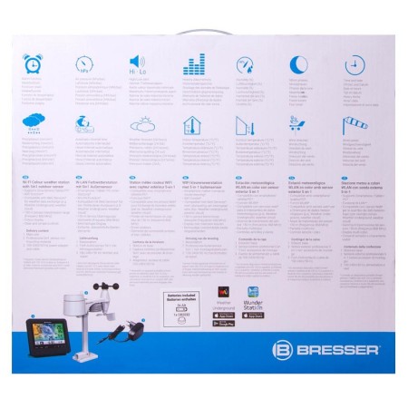 Station météo couleur wi-fi bresser avec capteur professionnel 5-en-1, noir