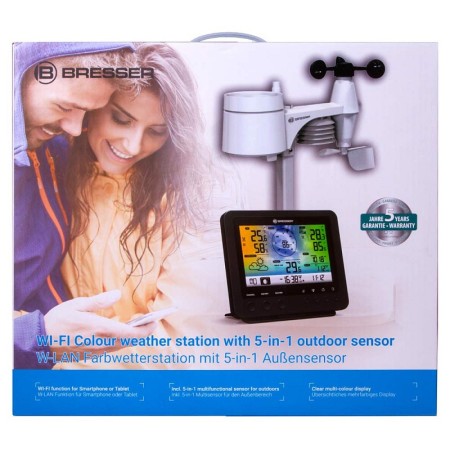 Station météo couleur wi-fi bresser avec capteur professionnel 5-en-1, noir