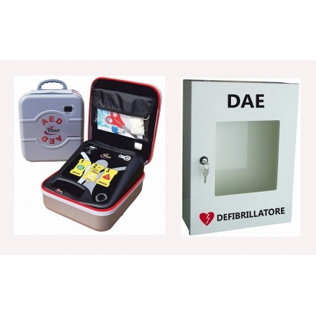 Weißer defibrillatorschrank