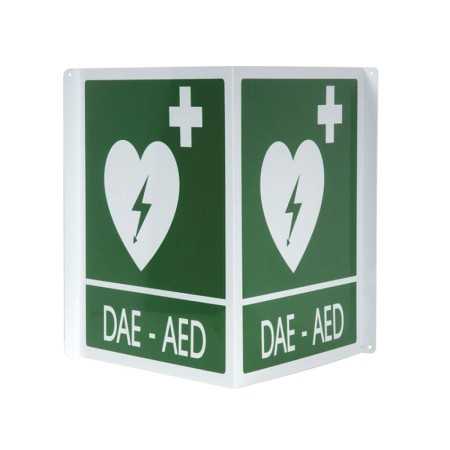 Dubbel aluminium AED/AED waarschuwingsbord 34x36 cm voor defibrillatoren