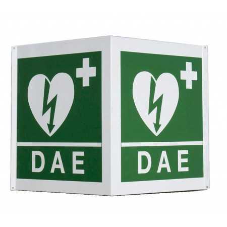 Double-sided AED indicator sign for defibrillator