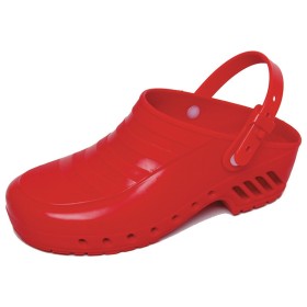 Red clogs - without holes with strap