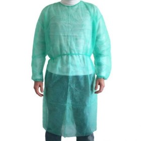 Blouse jetable verte en tissu non tissé non stérile, hydrofuge et respirant avec poignets élastiques - 10 pièces