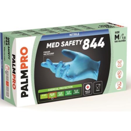 Jednorazowe bezpudrowe rękawiczki nitrylowe palmpro med safety 844 - 100 szt.