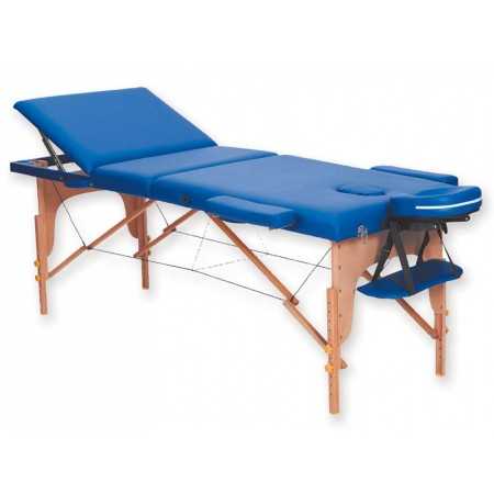 Lettino da massaggio in legno a 3 sezioni - blu