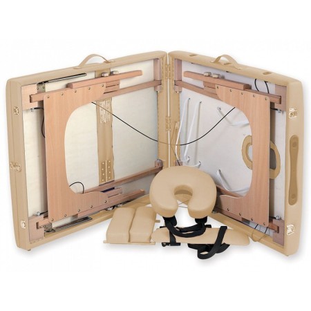 Houten massagetafel met 3 delen - crème