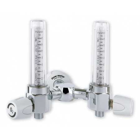 Double Flow Meter 30 LT/MIN High Flow -with Afnor Hospital Bar Connection