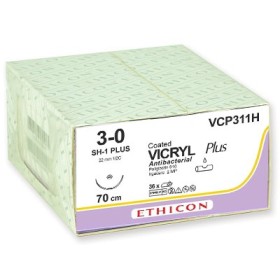 Ethicon Vicryl Plus Resorbierbares Nahtmaterial - 3/0 Nadel 22 mm - Packung 36 Stk.