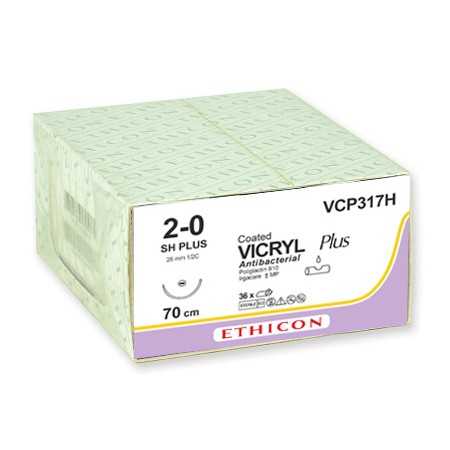 Ethicon Vicryl Plus Sutura Reabsorbible - Aguja 2/0 26 mm - Pack 36 uds.