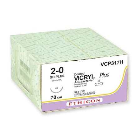 Ethicon vicryl plus absorberbar sutur - 2/0 nål 26 mm - förpackning med 36 st.